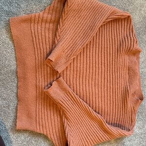 SHEIN Off-the-Shoulder Ribbed Sweater - Warm Rust